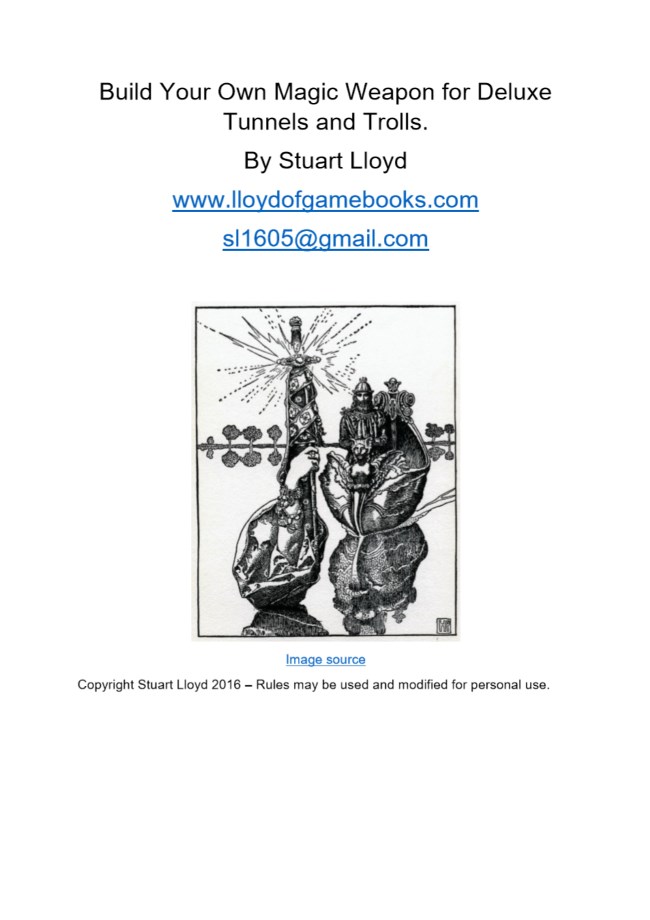 Build Your Own Magic Weapon for Deluxe Tunnels and Trolls